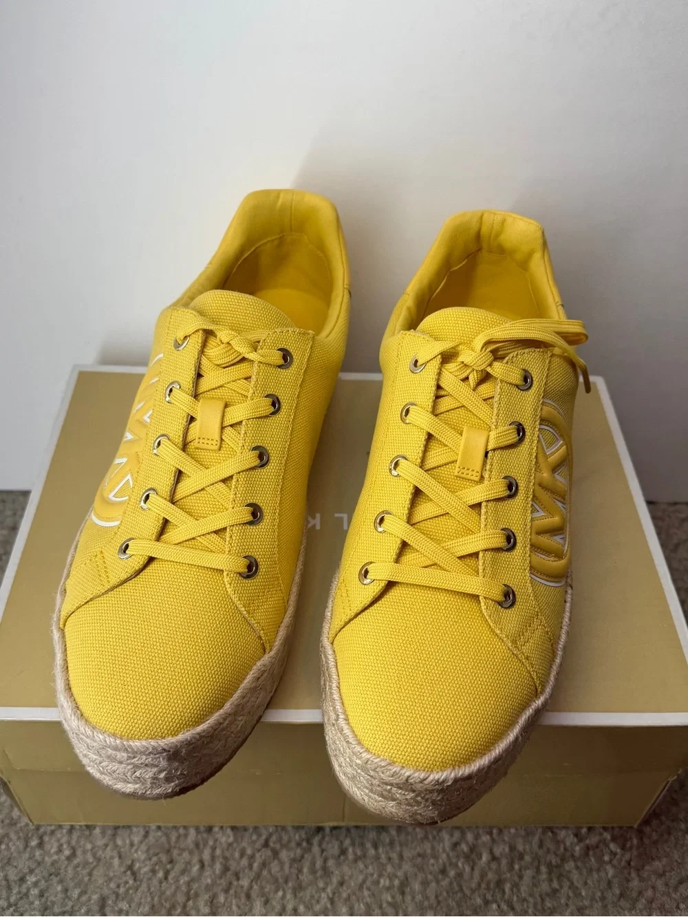 Michael Kors Poppy Espadrille Canvas Sneakers – Daffodil Yellow  Platform Sz 11M